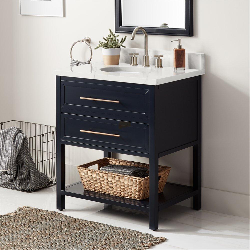 Signature Hardware Midnight Navy Blue 30 in. Floor Mount Vanity 