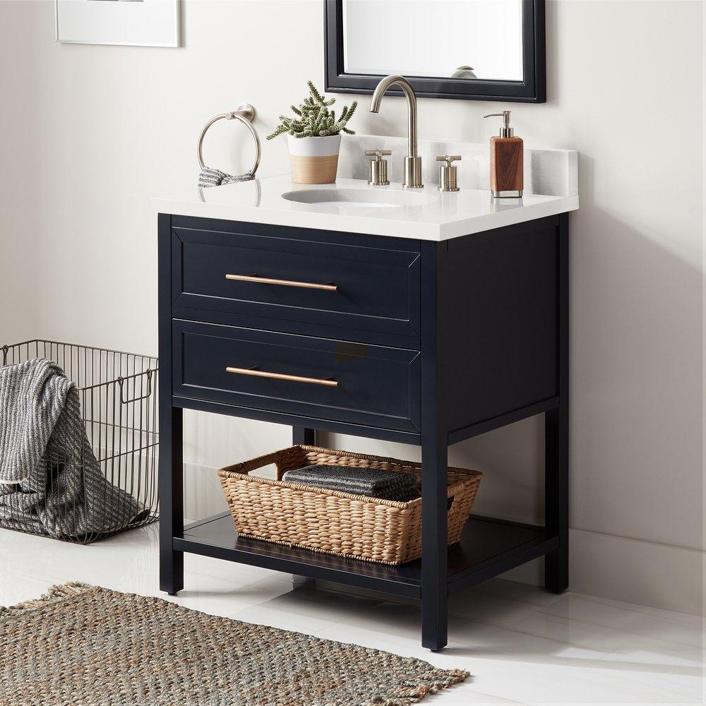 Signature Hardware Midnight Navy Blue 30 in. Floor Mount Vanity 