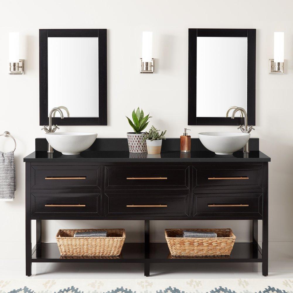 Signature Hardware Black 72 in. Floor Mount Vanity 