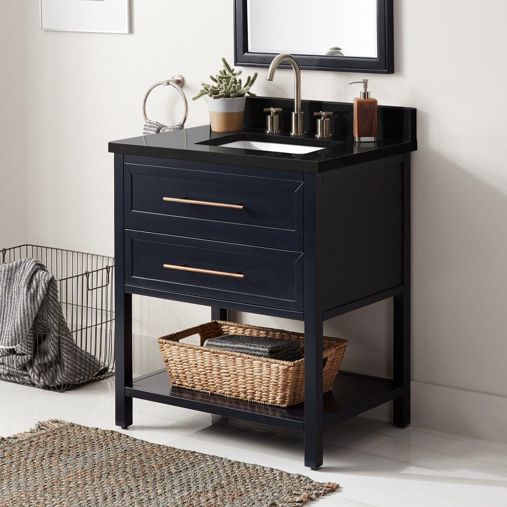 Signature Hardware Midnight Navy Blue 30 in. Floor Mount Vanity 