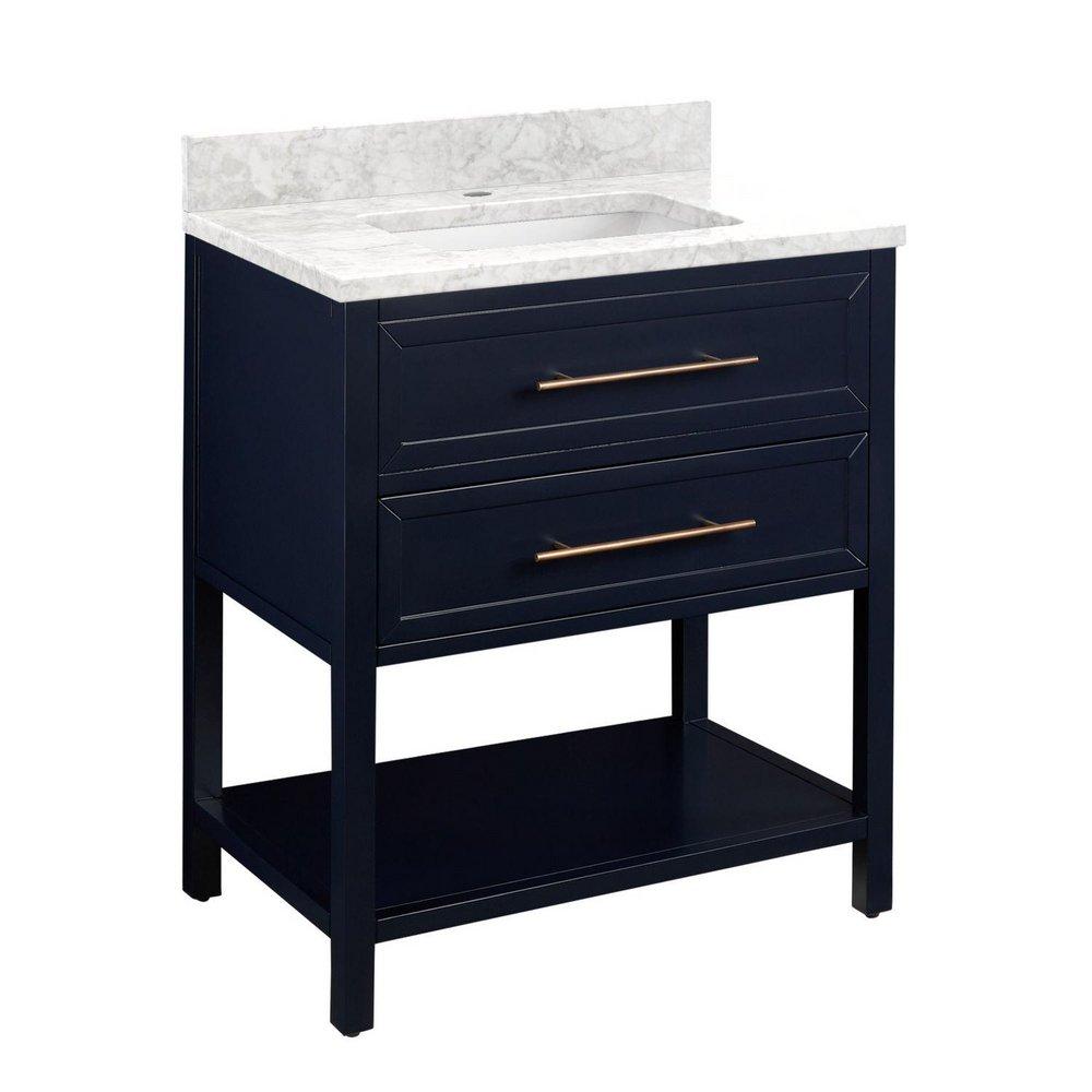 Signature Hardware Midnight Navy Blue 30 in. Floor Mount Vanity 