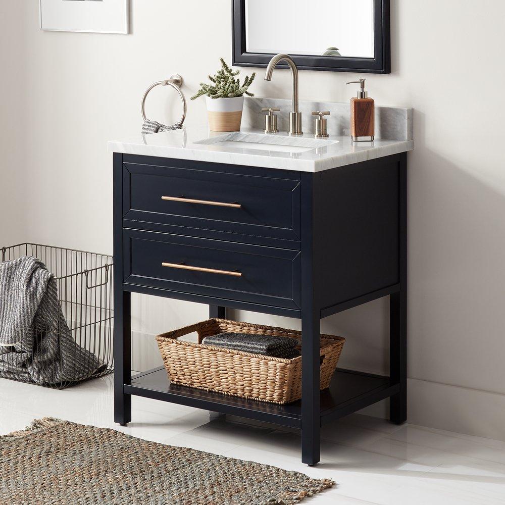 Signature Hardware Midnight Navy Blue 30 in. Floor Mount Vanity 