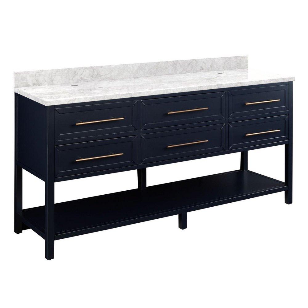 Signature Hardware Midnight Navy Blue 72 in. Floor Mount Vanity 