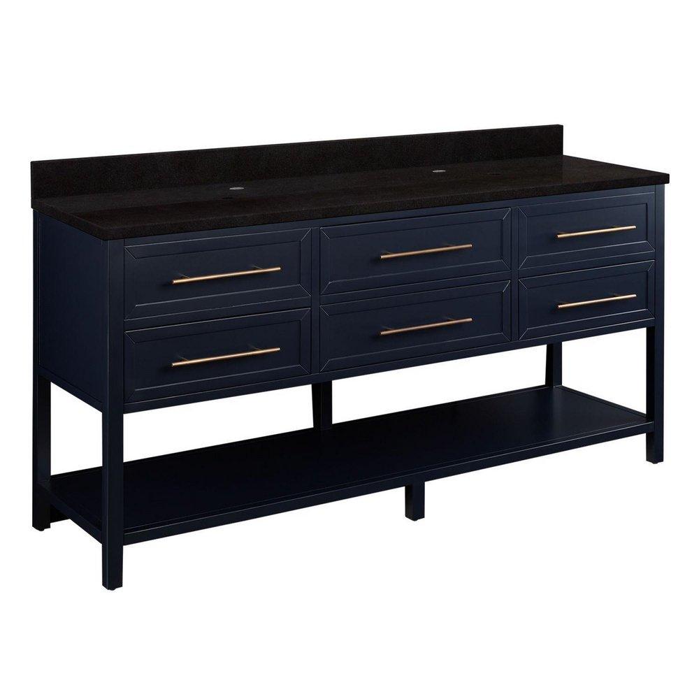 Signature Hardware Midnight Navy Blue 72 in. Floor Mount Vanity 