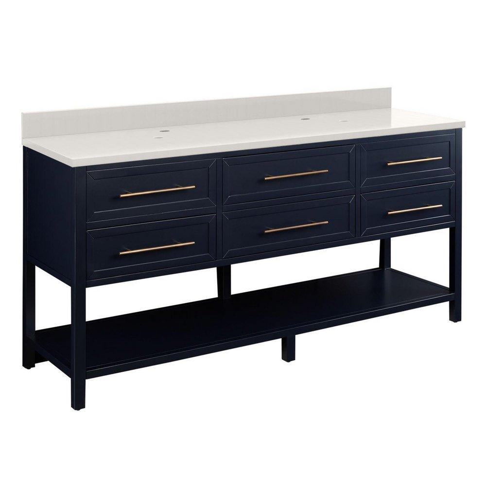 Signature Hardware Midnight Navy Blue 72 in. Floor Mount Vanity 