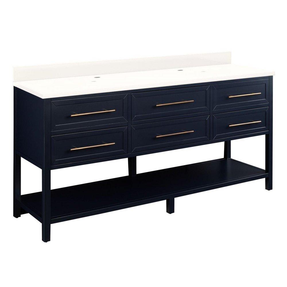 Signature Hardware Midnight Navy Blue 72 in. Floor Mount Vanity 