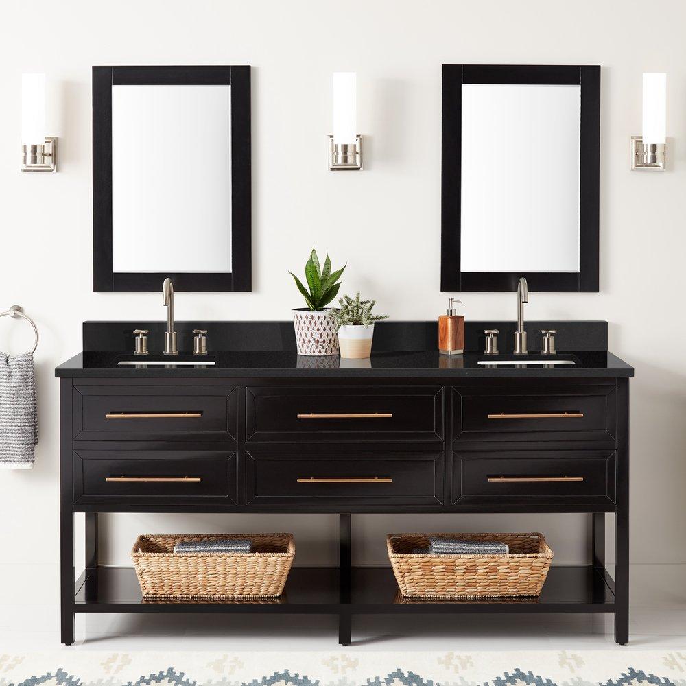Signature Hardware Black 72 in. Floor Mount Vanity 