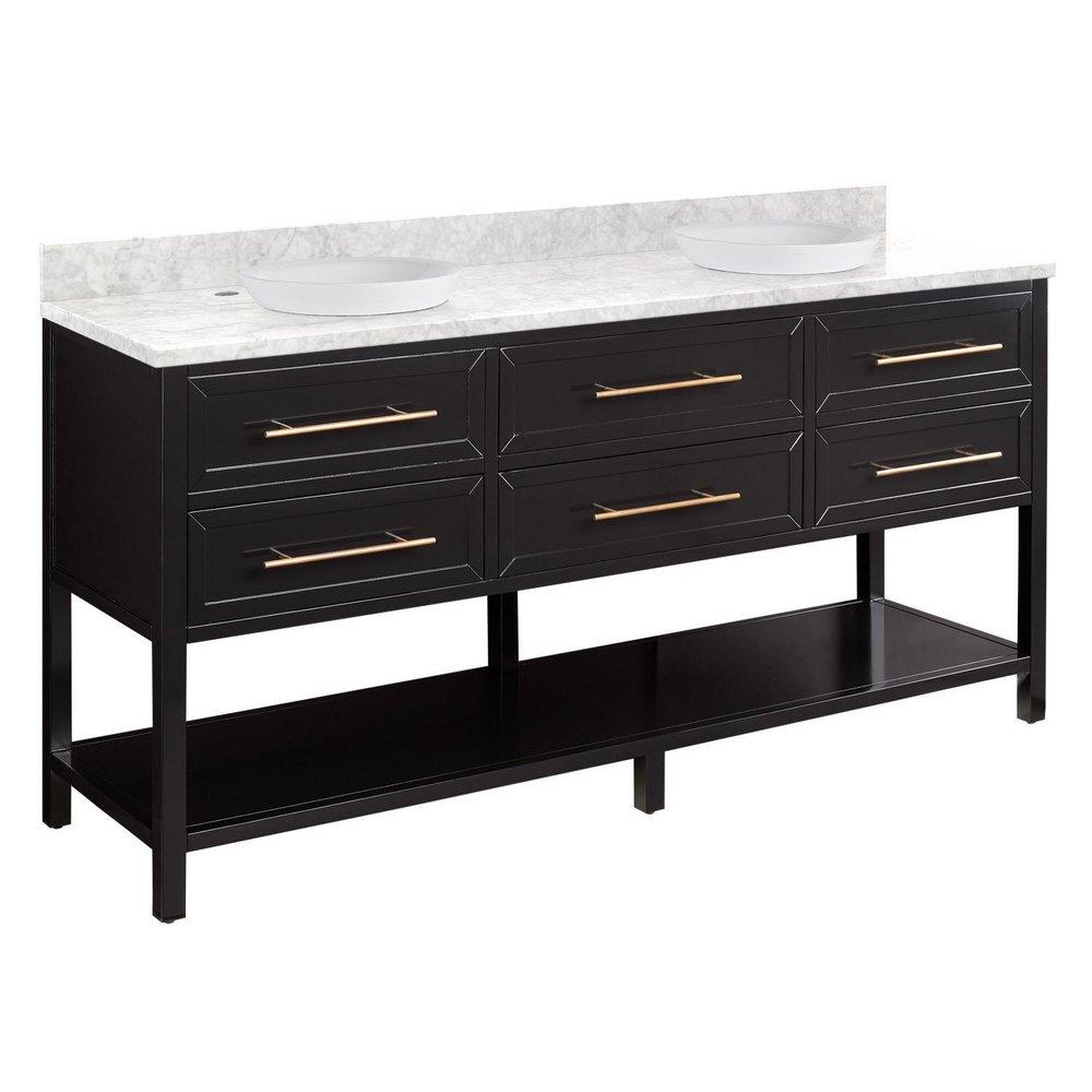 Signature Hardware Black 72 in. Floor Mount Vanity 