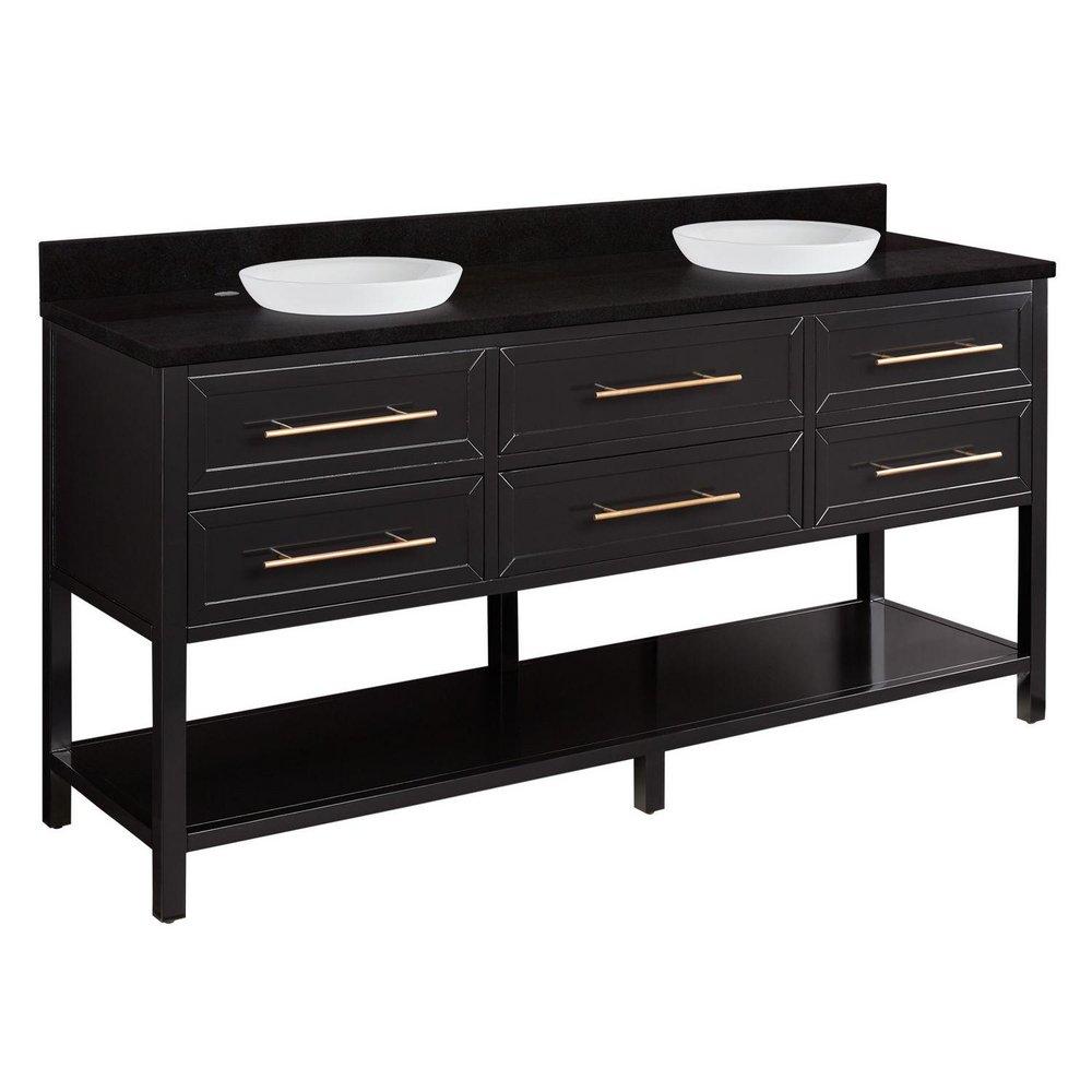 Signature Hardware Black 72 in. Floor Mount Vanity 