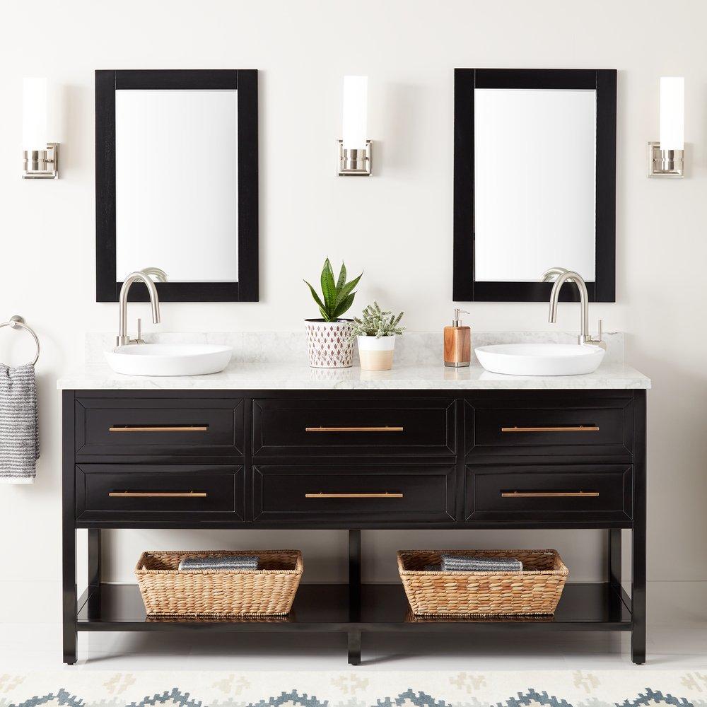 Signature Hardware Black 72 in. Floor Mount Vanity 