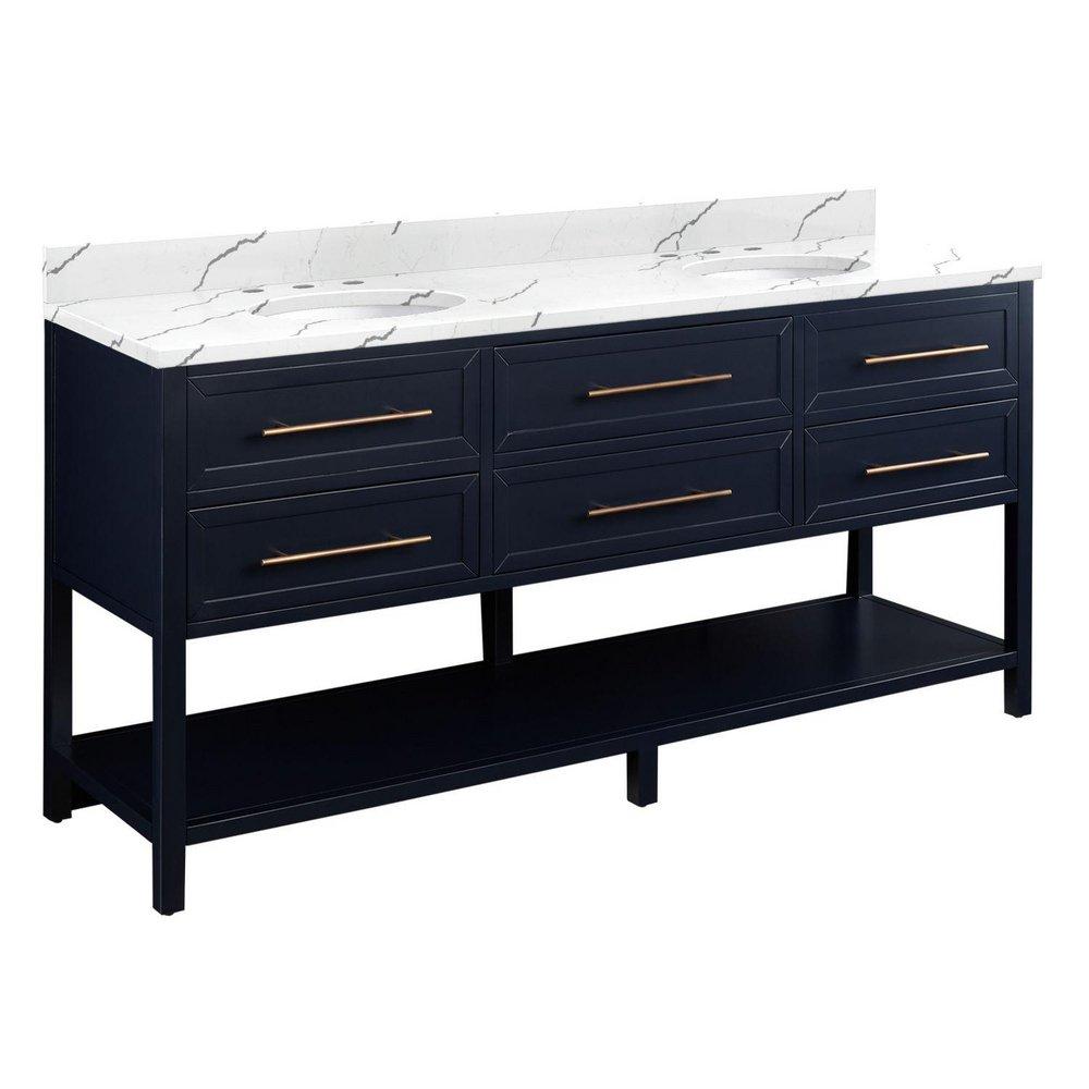 Signature Hardware Midnight Navy Blue 72 in. Floor Mount Vanity 