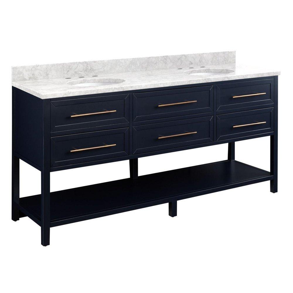 Signature Hardware Midnight Navy Blue 72 in. Floor Mount Vanity 