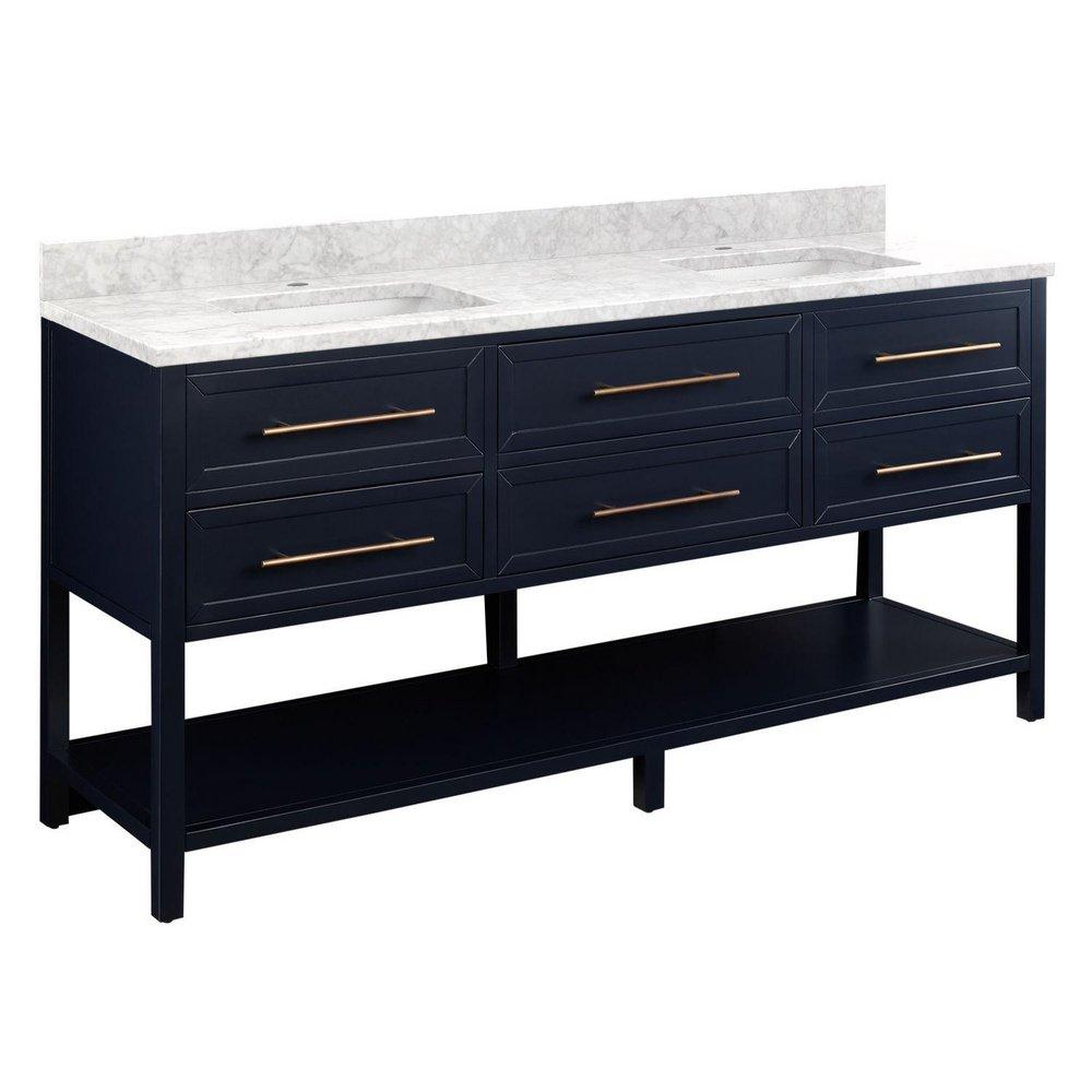 Signature Hardware Midnight Navy Blue 72 in. Floor Mount Vanity 