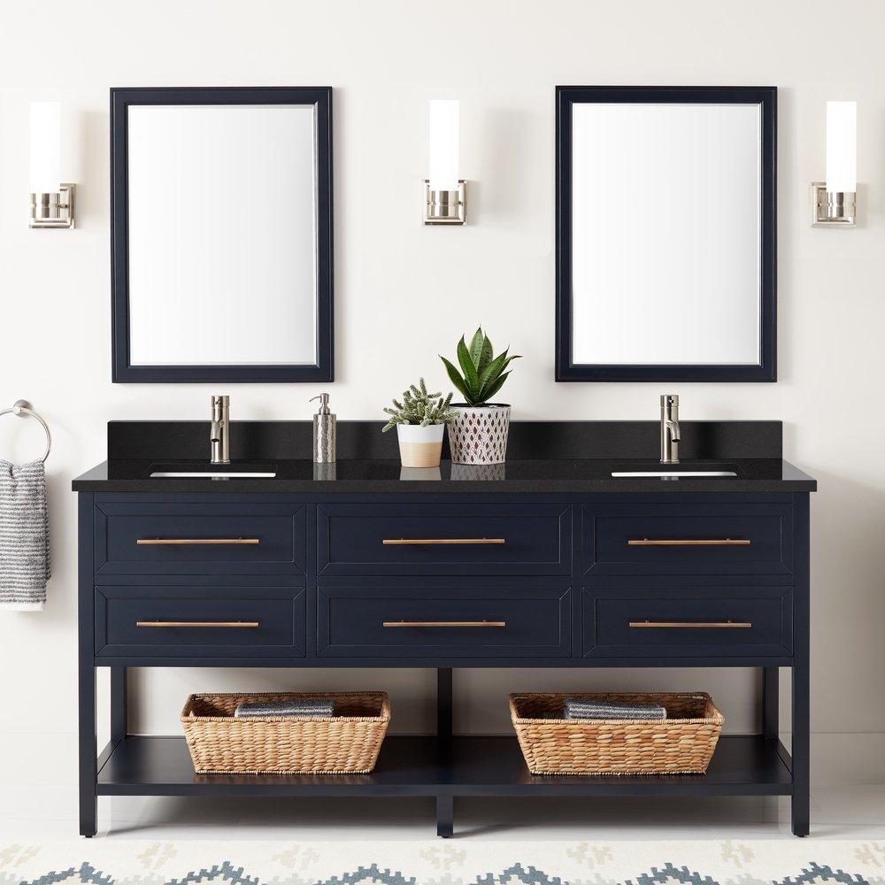 Signature Hardware Midnight Navy Blue 72 in. Floor Mount Vanity 