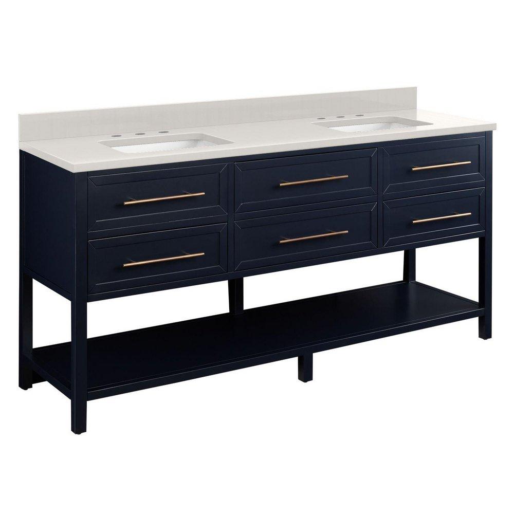 Signature Hardware Midnight Navy Blue 72 in. Floor Mount Vanity 