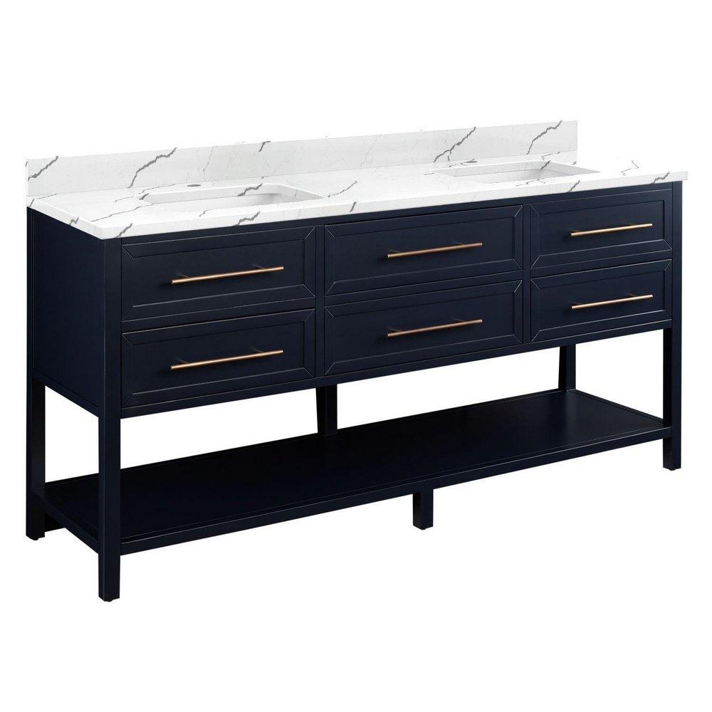 Signature Hardware Midnight Navy Blue 72 in. Floor Mount Vanity 