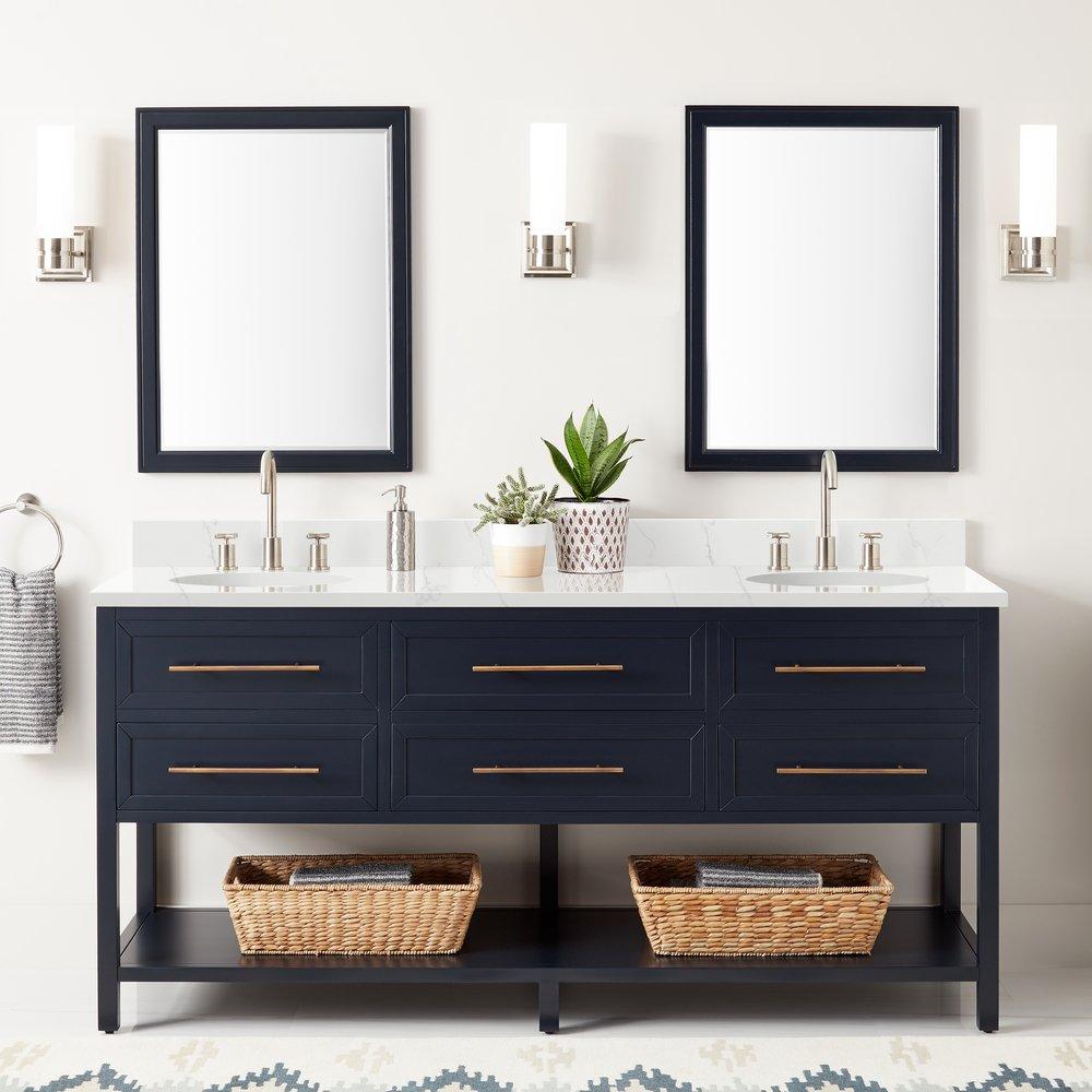 Signature Hardware Midnight Navy Blue 72 in. Floor Mount Vanity 