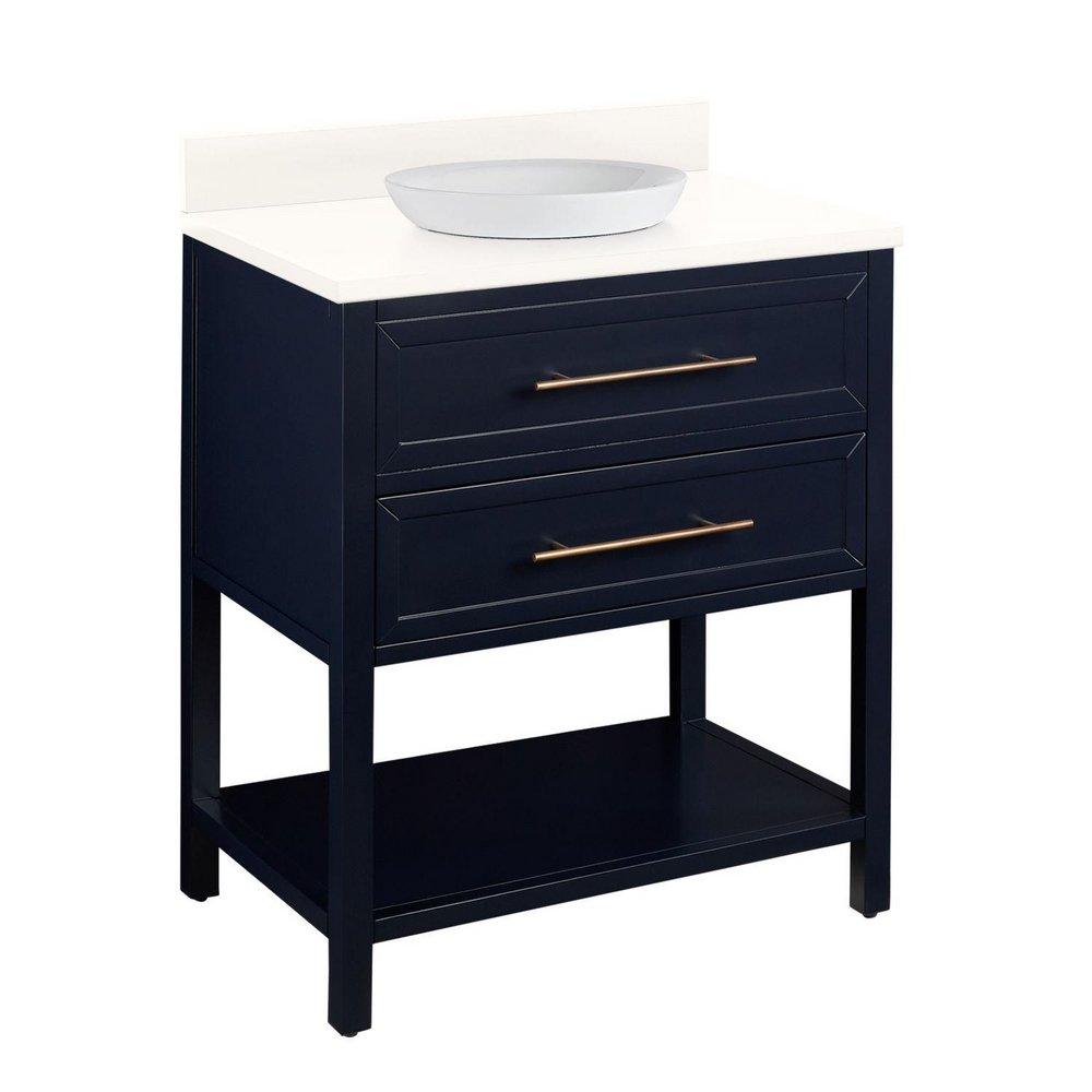 Signature Hardware Midnight Navy Blue 30 in. Floor Mount Vanity 