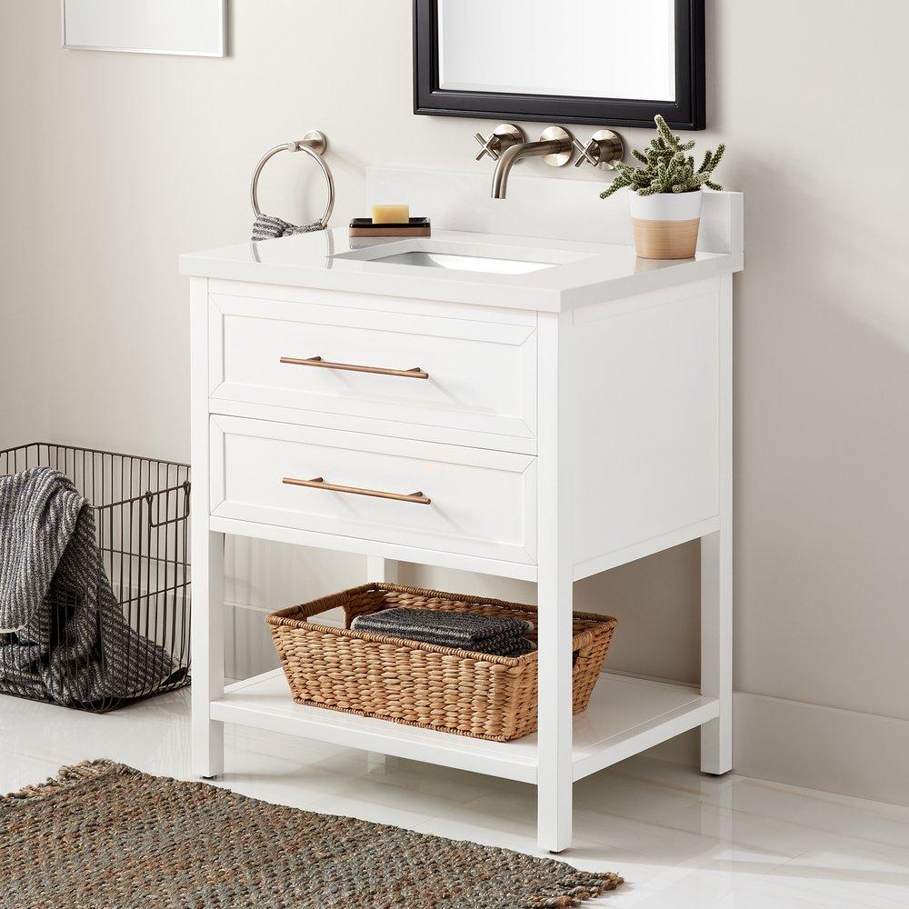 Signature Hardware Bright White 30 in. Floor Mount Vanity 