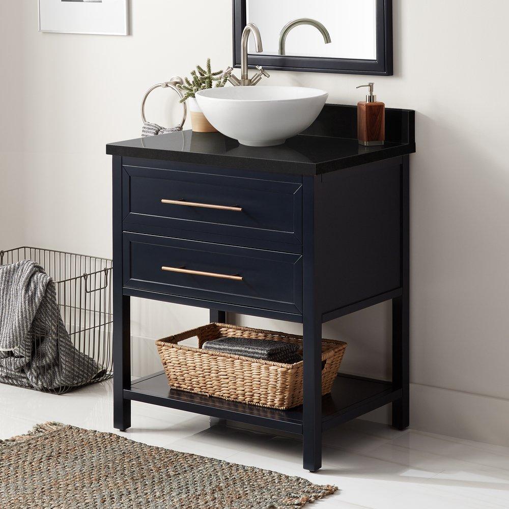 Signature Hardware Midnight Navy Blue 30 in. Floor Mount Vanity 