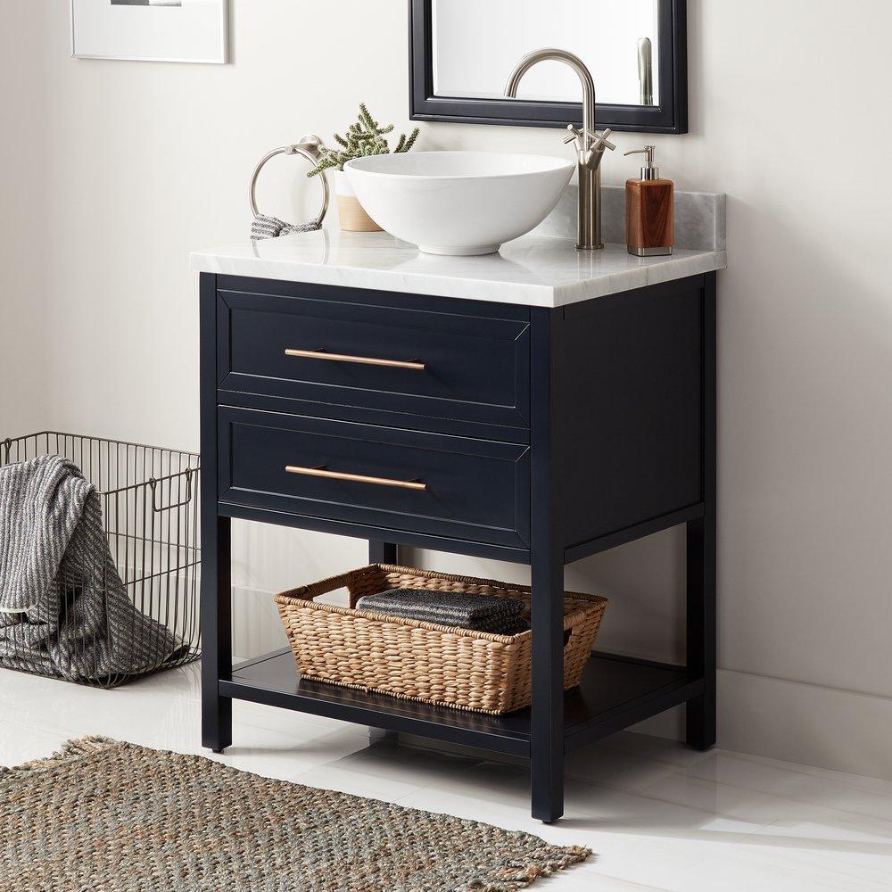 Signature Hardware Midnight Navy Blue 30 in. Floor Mount Vanity 