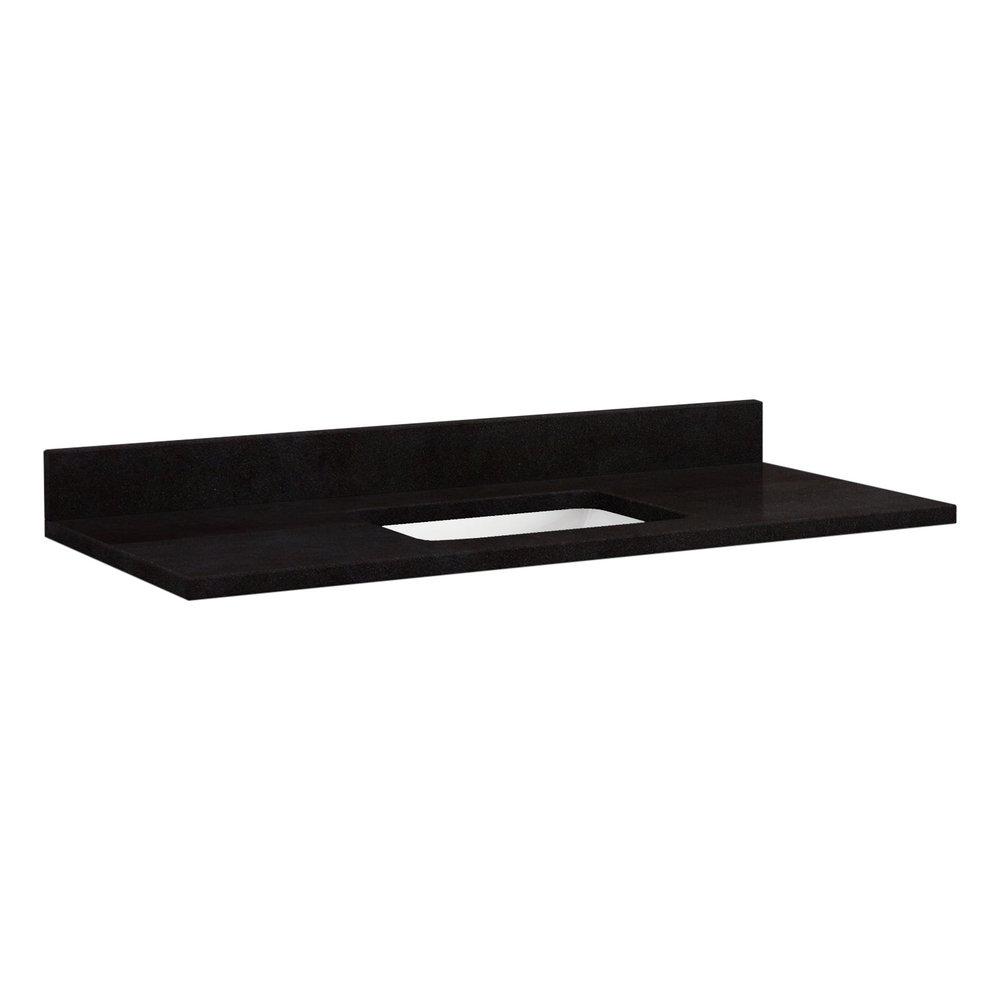 Signature Hardware Absolute Black 22 x 49 in. Single Bowl Granite Vanity Top 