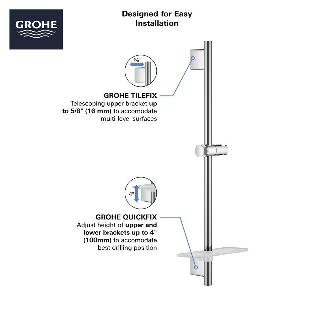 GROHE Brushed Nickel 36-5/8 in. Shower Rail 