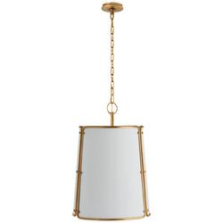 60W 3-Light Candelabra E-12 Incandescent Pendant Light in Hand-Rubbed Antique Brass with White