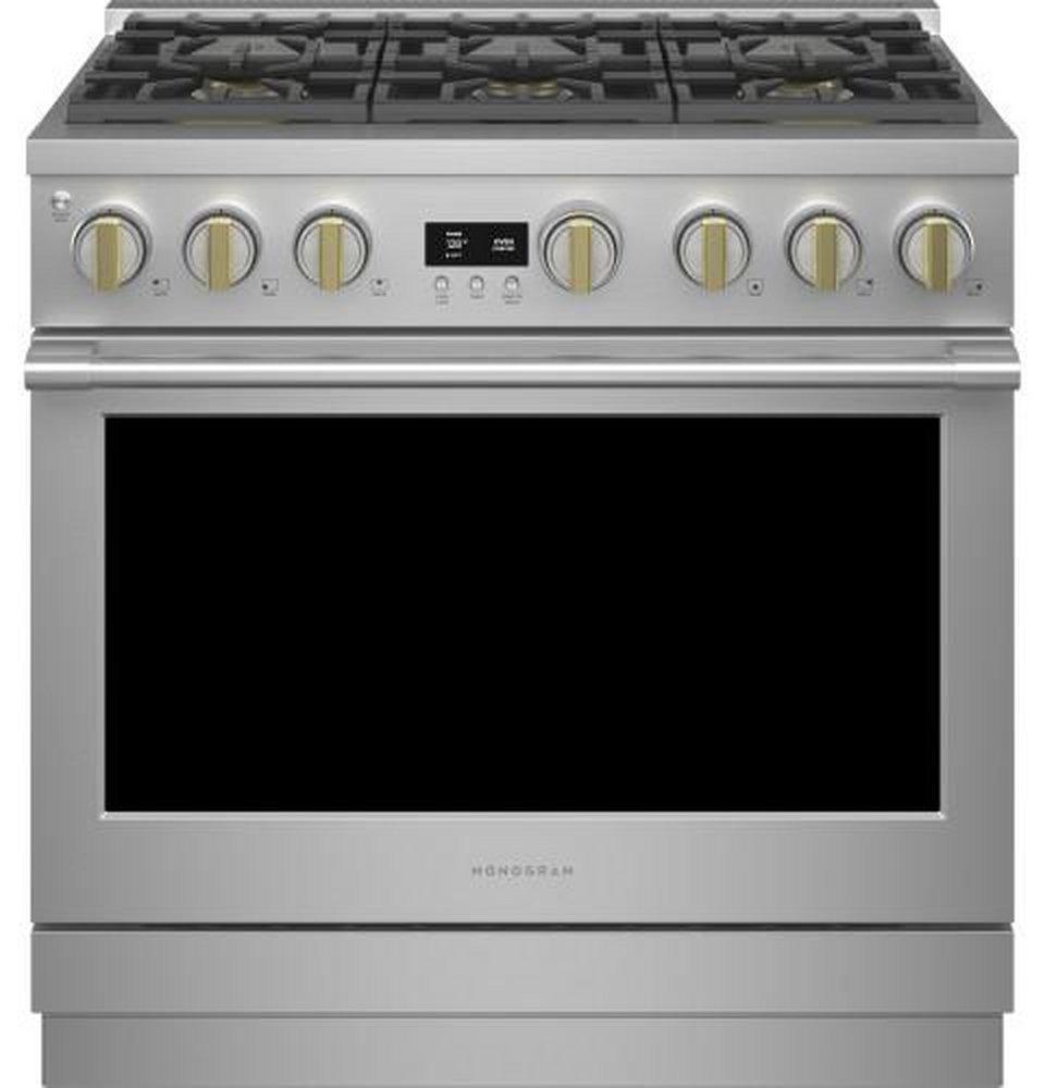 Monogram® Stainless Steel 35-1/4 x 35-7/8 x 28-1/2 in. 23000 BTU 6.2 cu. ft. 6-Burner Sealed Gas Freestanding Range 