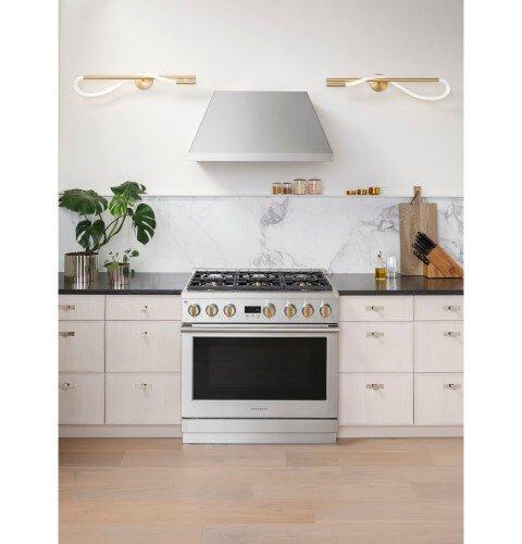 Monogram&reg; Stainless Steel 35-1/4 x 35-7/8 x 28-1/2 in. 23000 BTU 6.2 cu. ft. 6-Burner Sealed Gas Freestanding Range 