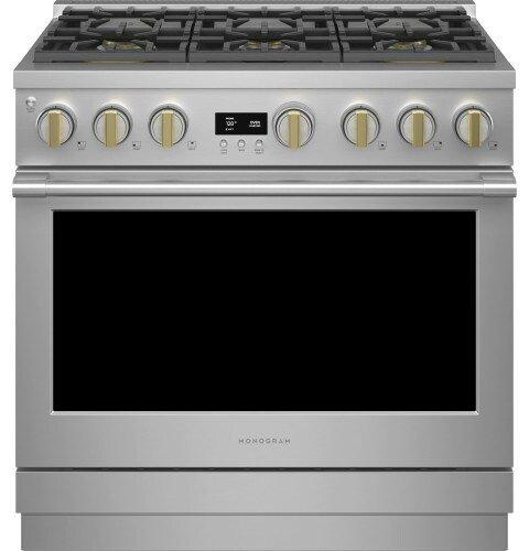 Monogram&reg; Stainless Steel 35-1/4 x 35-7/8 x 28-1/2 in. 23000 BTU 6.2 cu. ft. 6-Burner Sealed Gas Freestanding Range 