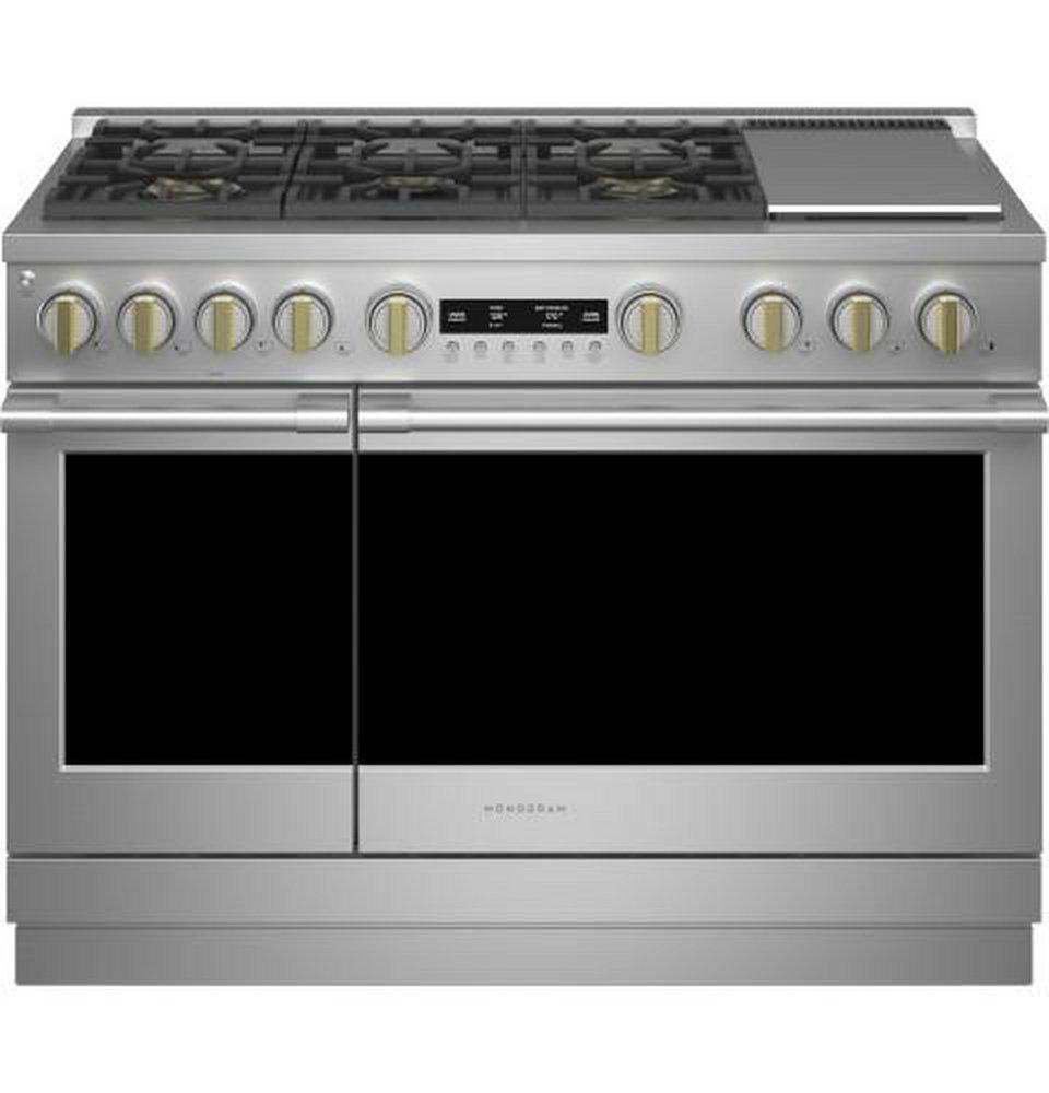 Monogram® Stainless Steel 35-1/4 x 47-7/8 x 28-1/2 in. 23000 BTU 8.25 cu. ft. 6-Burner Sealed Dual Fuel Freestanding Range 