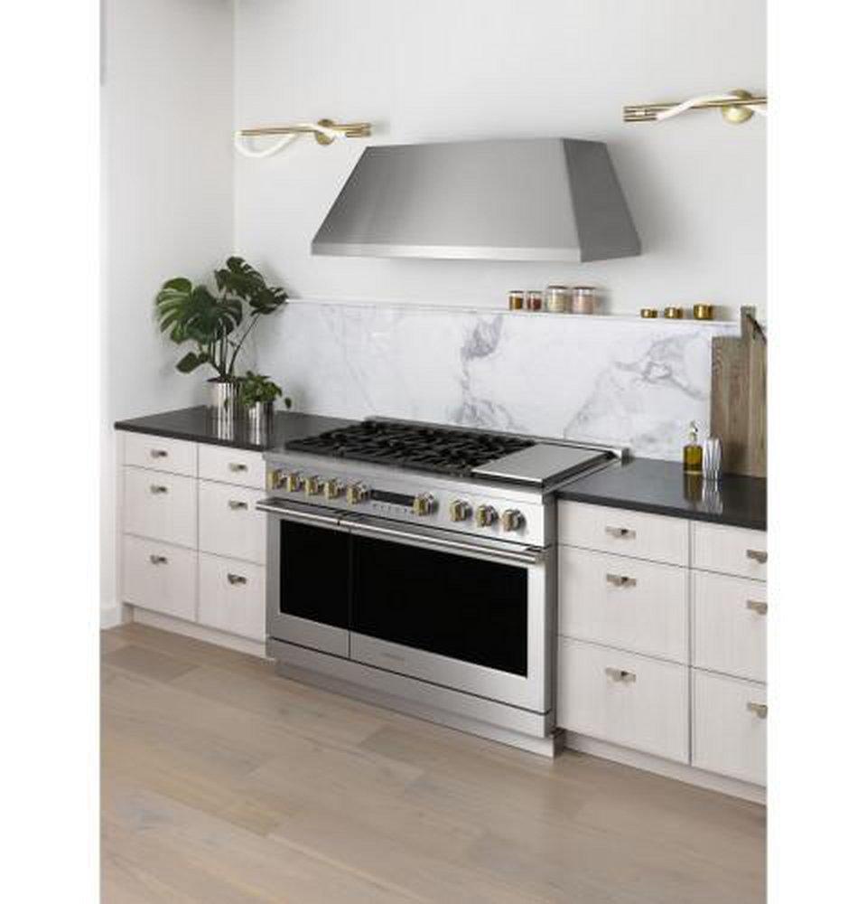 Monogram® Stainless Steel 35-1/4 x 47-7/8 x 28-1/2 in. 23000 BTU 8.25 cu. ft. 6-Burner Sealed Dual Fuel Freestanding Range 