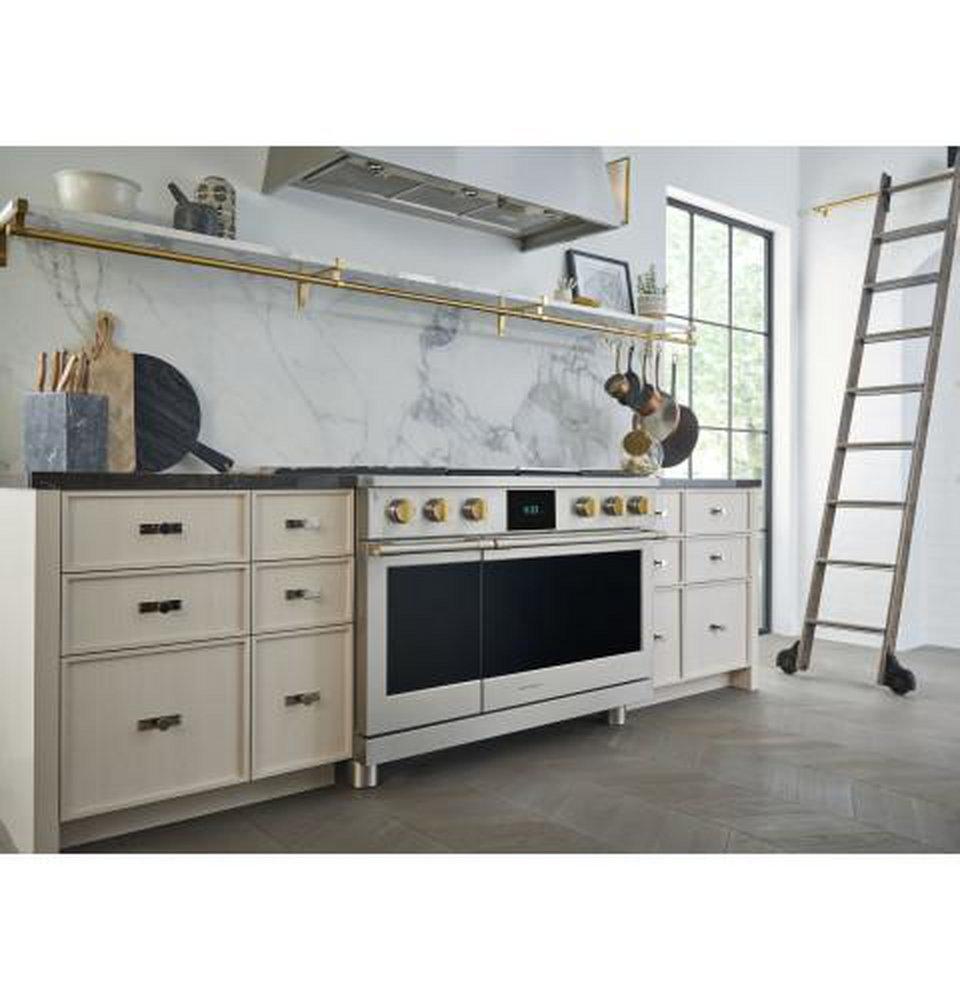 Monogram&reg; Stainless Steel 35-1/4 x 47-7/8 x 28-1/2 in. 23000 BTU 8.25 cu. ft. 4-Burner Sealed Dual Fuel Freestanding Range 