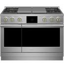 Monogram&reg; Stainless Steel 35-1/4 x 47-7/8 x 28-1/2 in. 23000 BTU 8.25 cu. ft. 4-Burner Sealed Dual Fuel Freestanding Range 