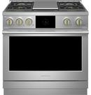 Monogram&reg; Stainless Steel 35-1/4 x 35-7/8 x 28-1/2 in. 23000 BTU 5.75 cu. ft. 4-Burner Sealed Dual Fuel Freestanding Range 