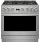 Monogram&reg; Stainless Steel 35-1/4 x 35-7/8 x 28-1/2 in. 23000 BTU 5.75 cu. ft. 6-Burner Sealed Dual Fuel Freestanding Range 