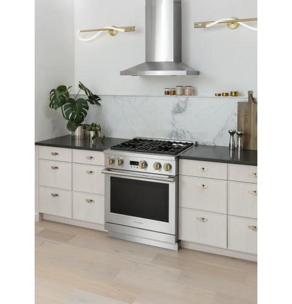 Monogram&reg; Stainless Steel 29-7/8 x 35-1/4 in. 21000 BTU 5.7 cu. ft. 4-Burner Sealed Gas Freestanding Range 