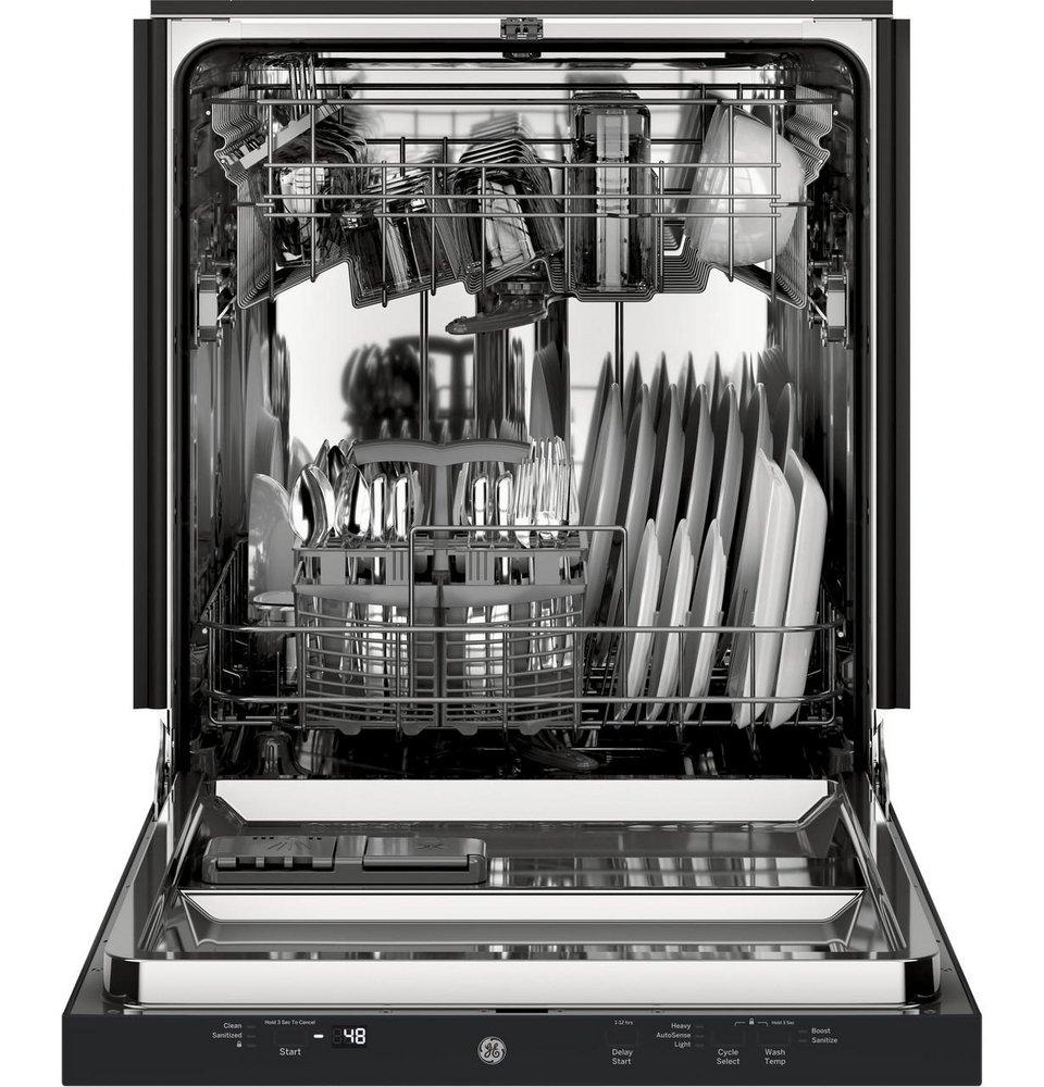 GE&reg; Black 23-3/4 in. 12 Place Settings Dishwasher 