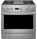 Monogram&reg; Stainless Steel 35-7/8 x 35-1/4 in. 23000 BTU 6.2 cu. ft. 4-Burner Sealed Gas Freestanding Range 