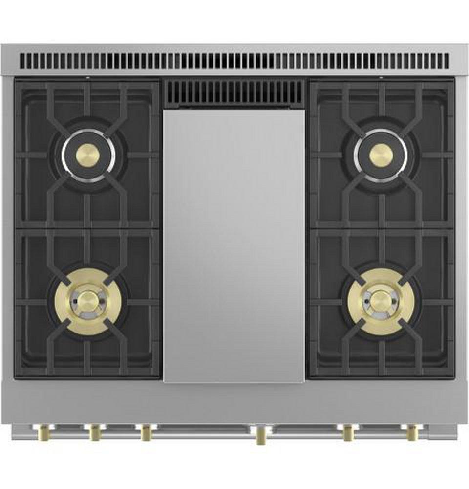 Monogram&reg; Stainless Steel 35-7/8 x 35-1/4 in. 23000 BTU 6.2 cu. ft. 4-Burner Sealed Gas Freestanding Range 