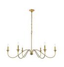 Elegant Lighting Brass 86-1/2 x 48 in. 240W 1-Tier 6-Light Incandescent Traditional Chandelier 
