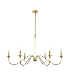 86-1/2 x 48 in. 240W 1-Tier 6-Light Incandescent Traditional Chandelier in Brass