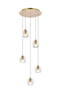 40W 5-Light Bi-Pin G9 Pendant in Gold