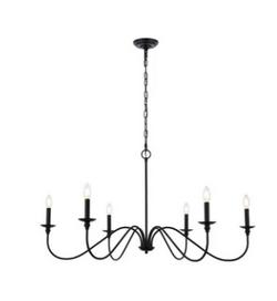 83-1/2 x 42 in. 240W 1-Tier 6-Light Incandescent Traditional Chandelier in Matte Black