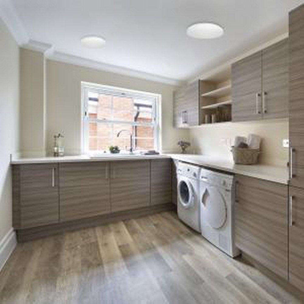 NUVO White 3-2/5 x 11-27/50 in. 16W 1-Light Integrated LED Flush Mount Ceiling Fixture 