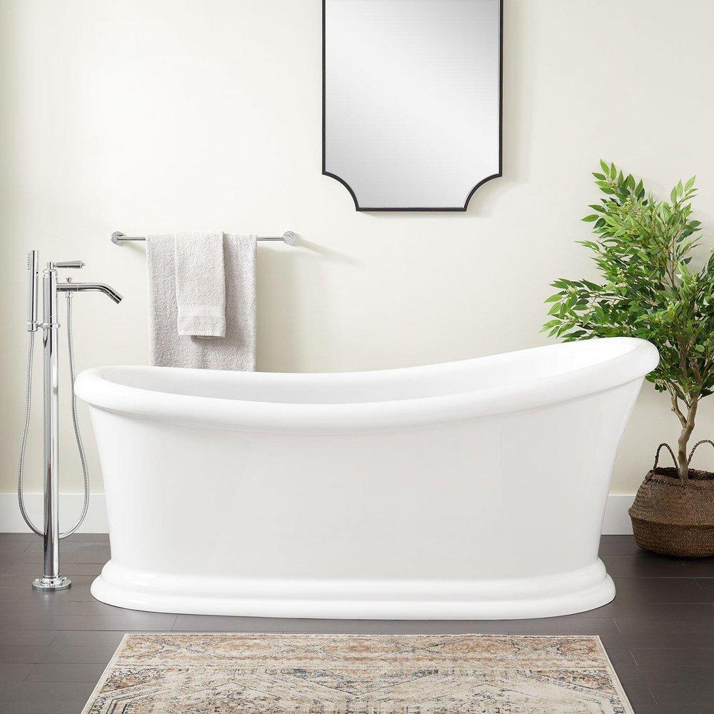 Signature Hardware White 67 x 28-1/2 in. Freestanding Bathtub with End Drain 