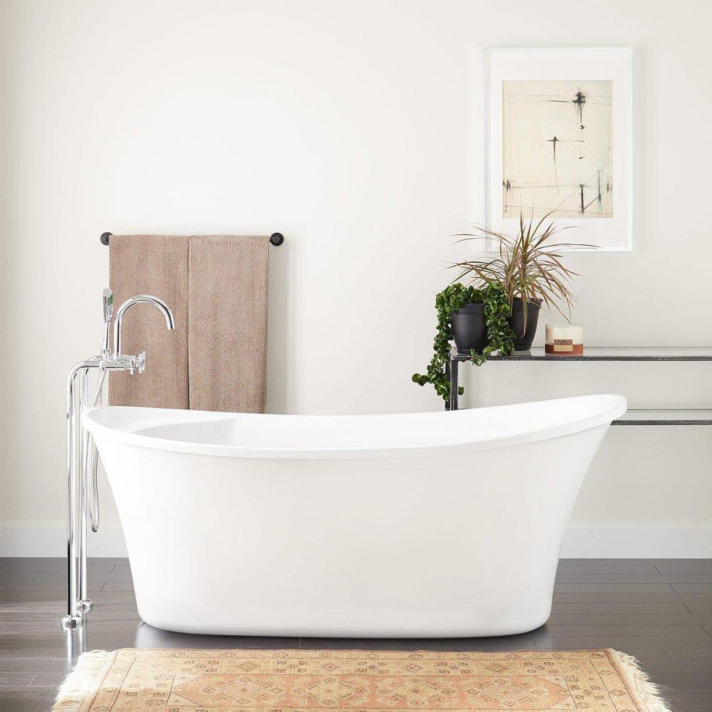 Signature Hardware White 66 x 29-1/2 in. Freestanding Bathtub with End Drain 