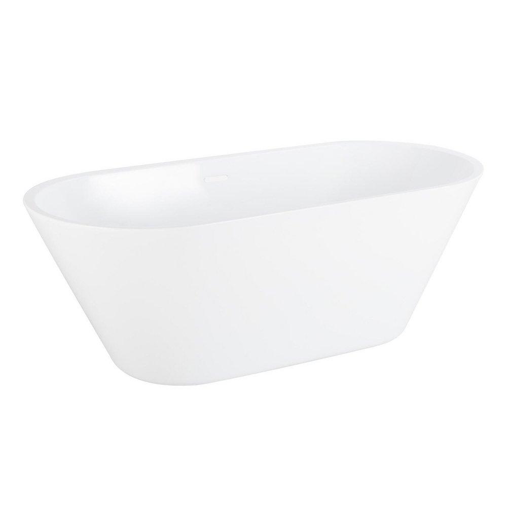 Signature Hardware White 65-3/4 x 29-1/2 in. Freestanding Bathtub with Offset Drain 