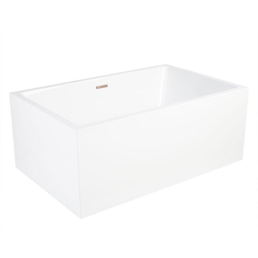 Signature Hardware White 59 x 37-1/4 in. Freestanding Bathtub with Center Drain 